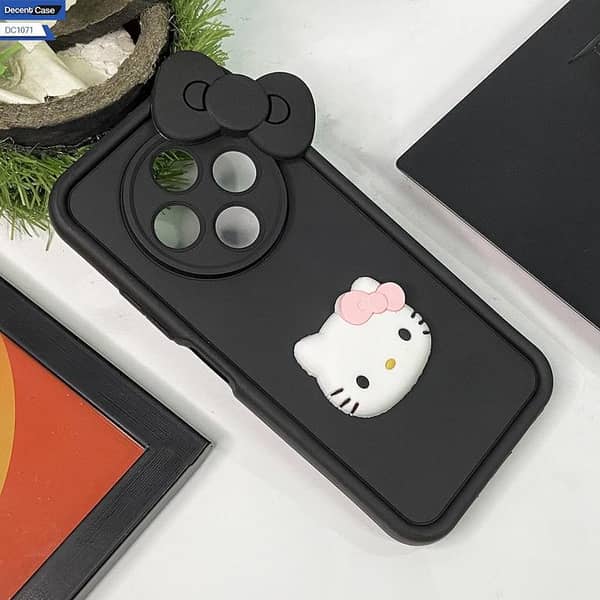 Tecno Spark 30C 3D Cartoon Back Cover for Girls - Black