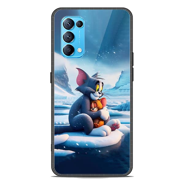 Premium Printed Glass Phone Case with Soft Border for Oppo Reno 5 4G