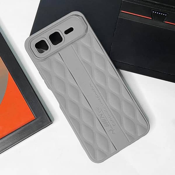 Gray Diamond Cut Pattern Phone Case for Infinix Smart 10 Plus with Camera Protection