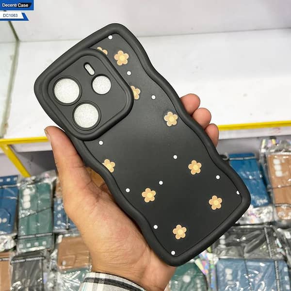 Black Floral Printed Soft Silicone Back Cover for Redmi Note 14 - Designed for Girls