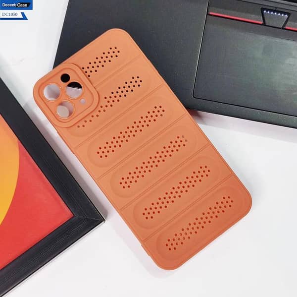 Brown Soft Cover for iPhone 11 Pro Max - Breathable Mesh Grid Design