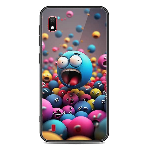 Samsung Galaxy A10 Soft Bumper Case with Premium Printed Glass for Shock Protection