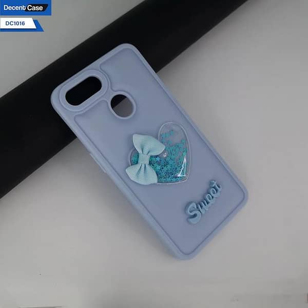 Oppo A12 3D Love Heart Moving Glitter Soft Silicon Case with Bow