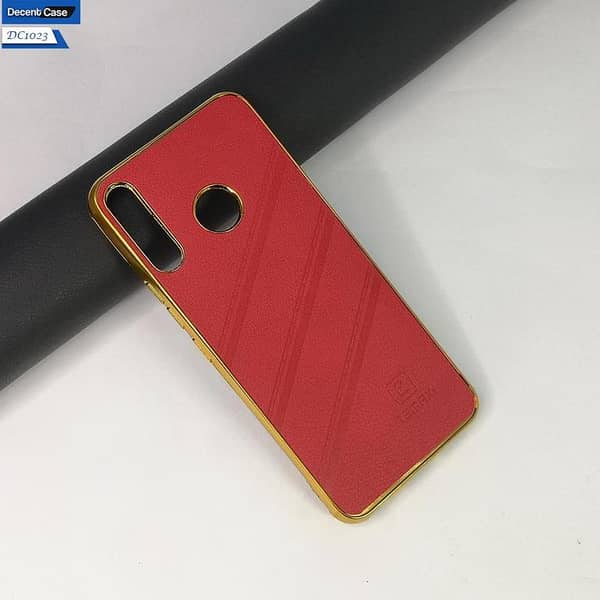 Leather Shockproof Case with Golden Edges for Tecno Spark 4