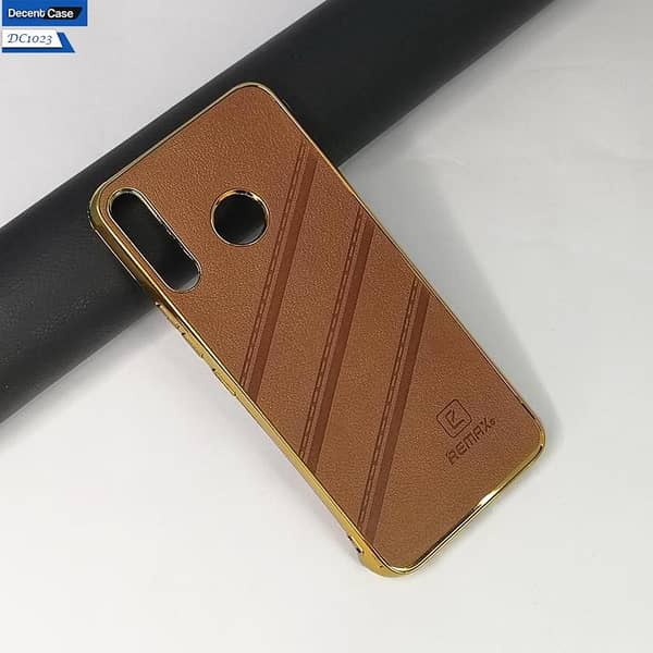 Shockproof Leather Case for Infinix Hot 8 with Golden Edge
