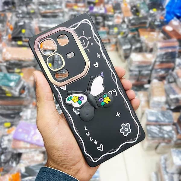 Infinix Note 50 Pro Black 3D Butterfly Case for Girls