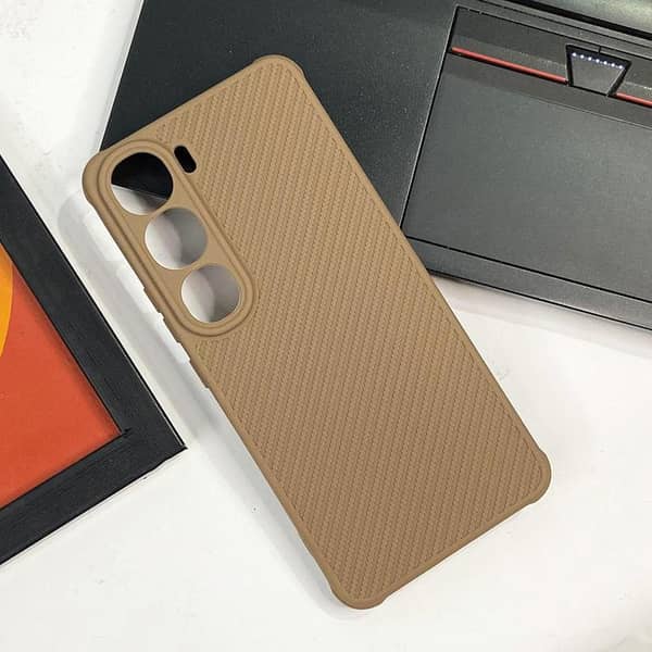 Brown Soft Matte Silicone Case for Vivo Y200 with Anti-Scratch Protection