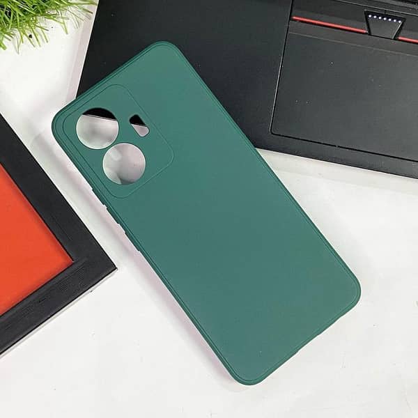 Green Silicone Case for Vivo Y55 - Soft and Protective with Camera Shield