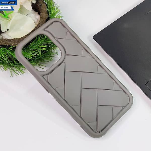 Gray Silicone Back Case with Flex Waves Pattern for iPhone 15