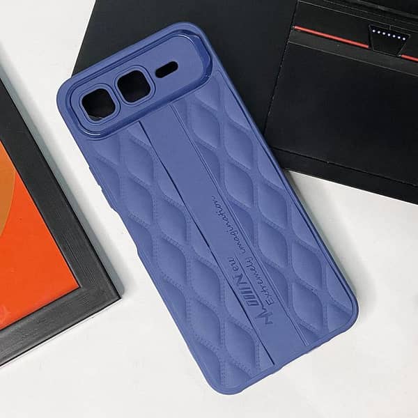 Infinix Smart 10 Plus Phone Case - Blue with Diamond Cut Pattern and Camera Protection