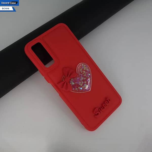 Vivo Y11s Soft Silicone Case with 3D Love Heart and Moving Glitter Stars