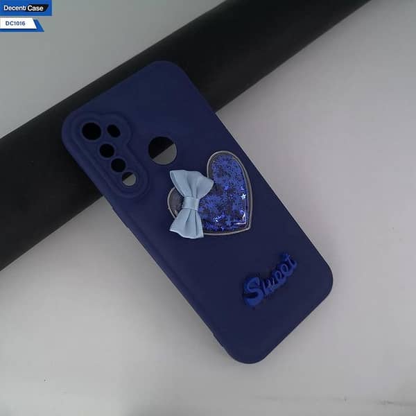 Realme 6i Soft Silicone Case with 3D Love Heart and Moving Glitter Stars