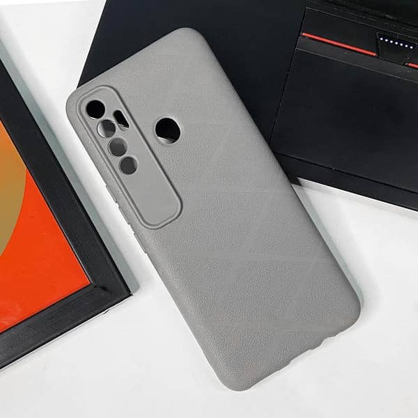 Gray Diamond Cut Pattern Case for Tecno Spark 7 Pro with Camera Protection