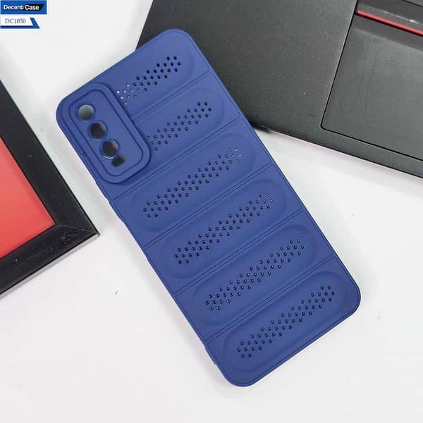 Blue Soft Case for Vivo Y20a - Premium Breathable Mesh Grid Design