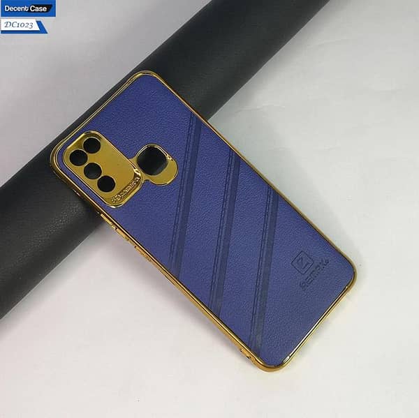 Infinix Hot 11 Play Leather Shockproof Case with Golden Edges