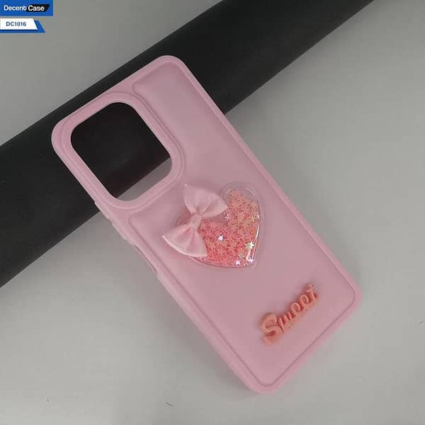 Xiaomi Poco C65 3D Love Heart Silicone Case with Moving Glitter Stars and Bow
