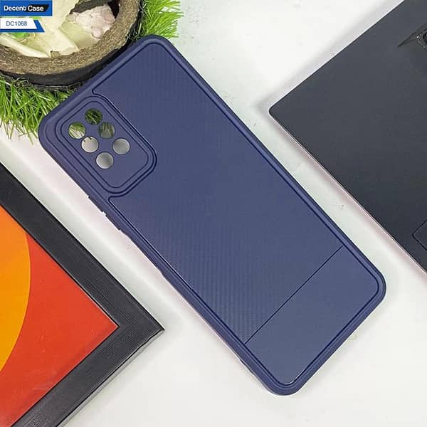 Infinix Note 8 Shockproof Back Cover in Blue with Carbon Fiber Pattern