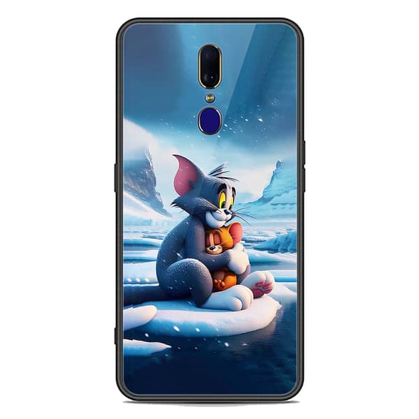 Oppo F11 Premium Printed Glass Phone Case with Soft Border