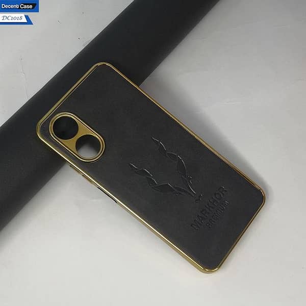 Markhor Series Leather Case with Gold Edges for Oppo A17