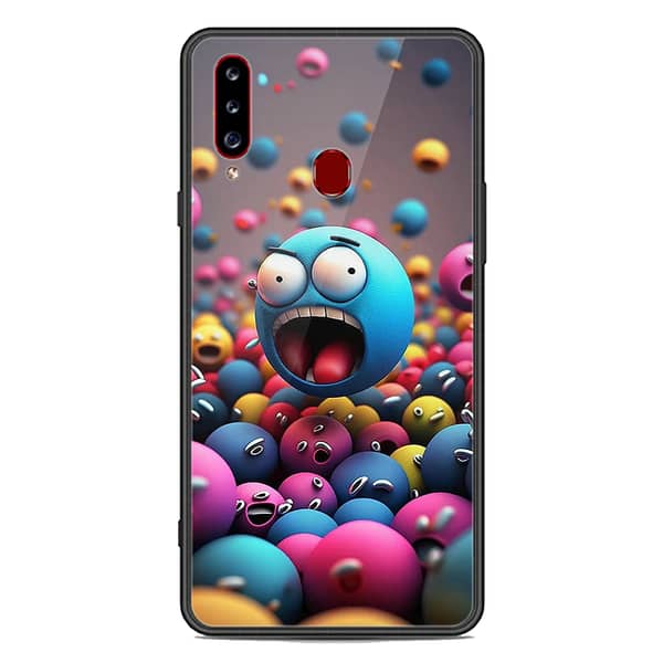 Samsung Galaxy A20s Premium Printed Glass Case with Soft Bumper and Shockproof Design