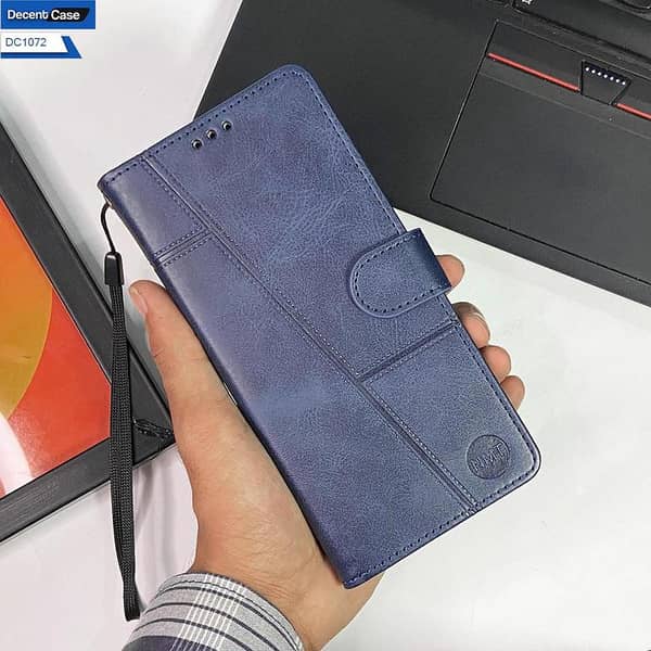 Oppo A60 Megantic Flip Book Cover - Blue - Premium Leather with Card Holder Feature