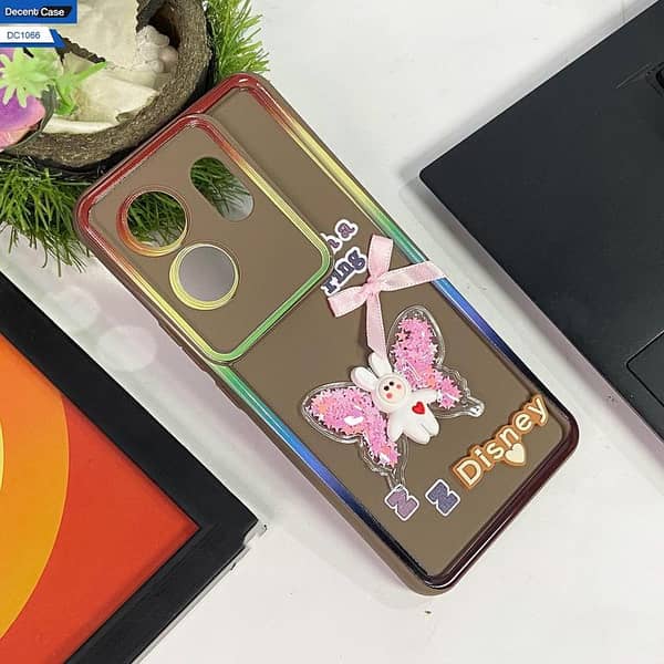Infinix Zero 30 Brown Back Cover with 3D Charms - Kawaii Design Shockproof Case for Girls