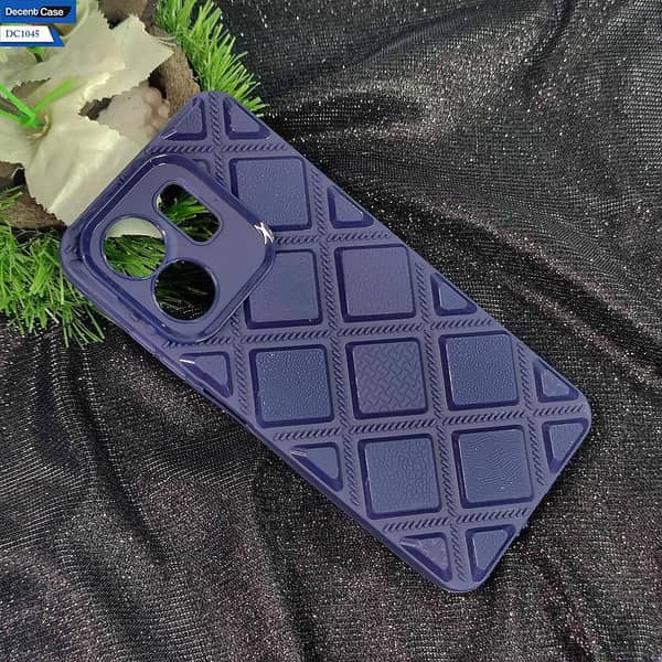 Infinix Smart 9 Blue Cover - 3D Cube Leather Texture Case with Camera Protection