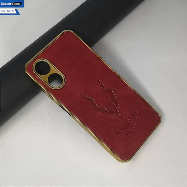 Oppo A17 Case - Leather Markhor Series with Gold Edges