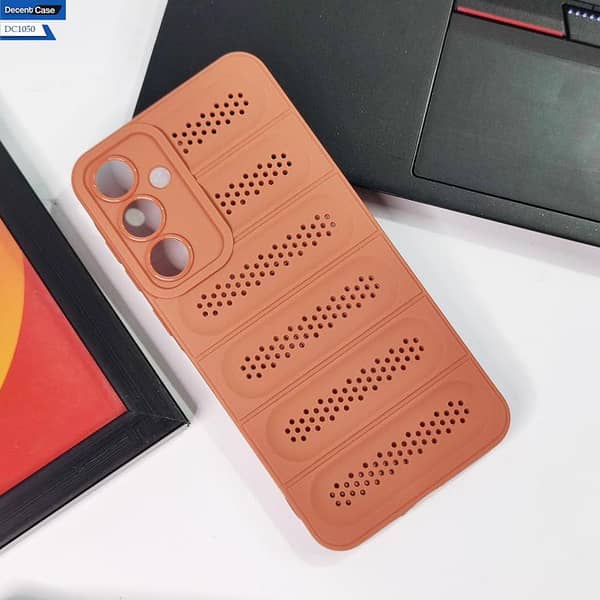 Brown Soft Case for Samsung Galaxy A55 – Breathable Mesh Grid Design with Camera Protection