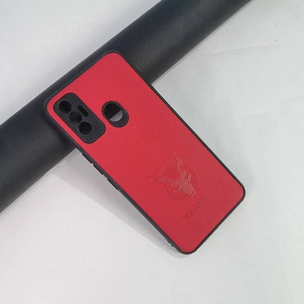 Tecno Spark 7 Shockproof Case with Leather Texture and Soft Borders