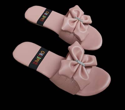 women pink bow  PU leather semi- formal  flats