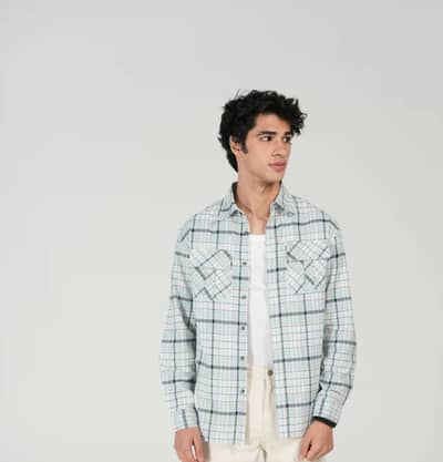 Men’s Casual Cotton Shirt – Blue, Slim Fit