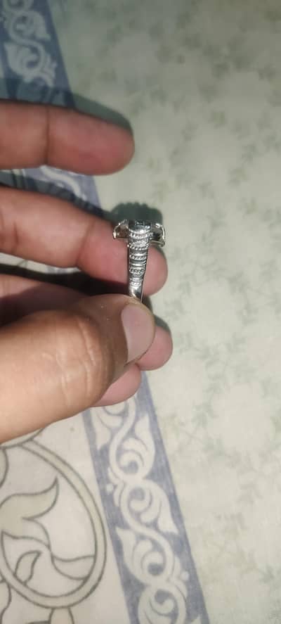 Silver ring zarkoon stone