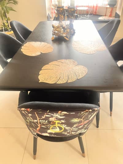 Dining table with six chairs