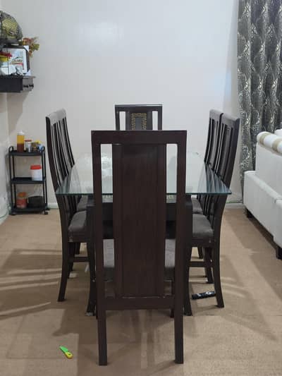 6 Seater Dining Table with Glass Top (8mm)