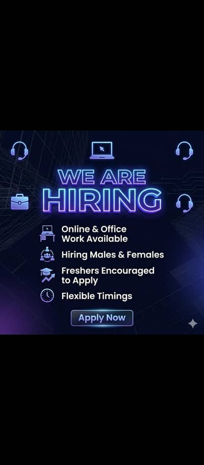 Part Time-Full Time-Office Work and Online Work Available