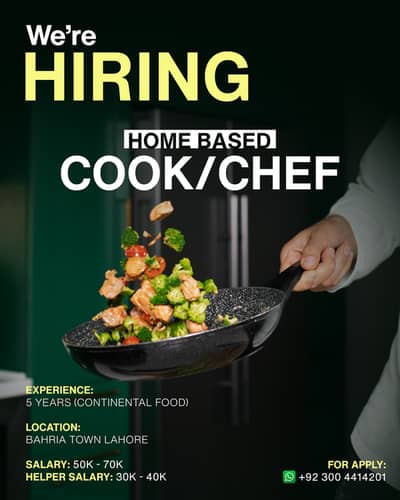 Home Base Cook & Helper Require at Bahria Town