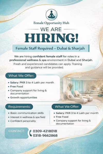 Female Staff Required – Dubai & Sharjah