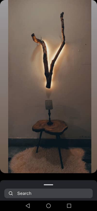 live edge wall lamp with table