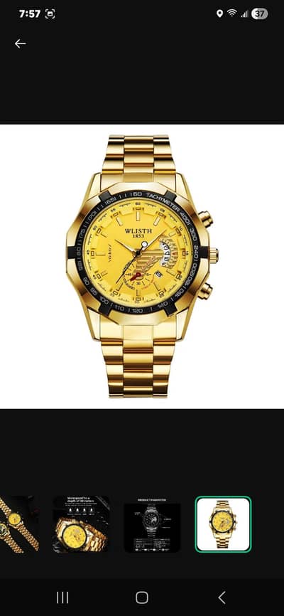 Gold Chronograph Watch with calendar and dial