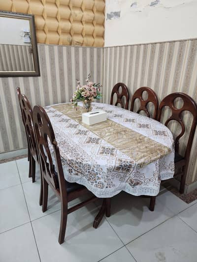 6 seater wooden dining table