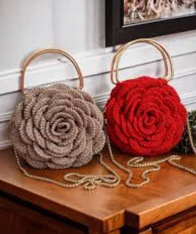 crochet and beaded bag hand made