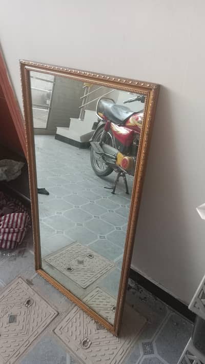 Large Vintage Gold Beaded Full-Length Mirror (Solid Frame)