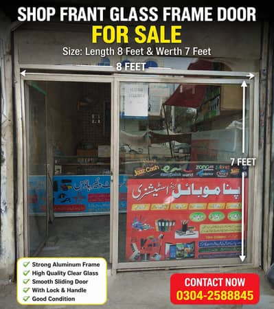 Shop Front Glass Frame & Door For Sale