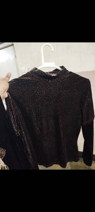 branded velvet shirts and skirt