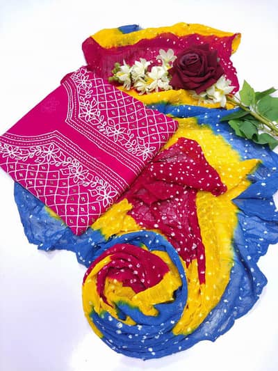 handmade Mukesh work chunri dupata