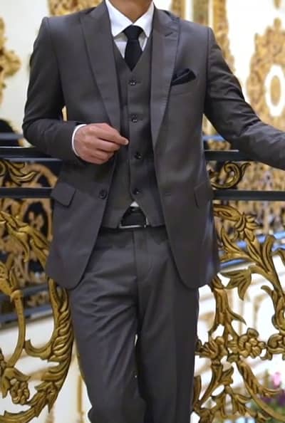 3 Pcs Suit Men - Rici Melion Cotton Charcoal