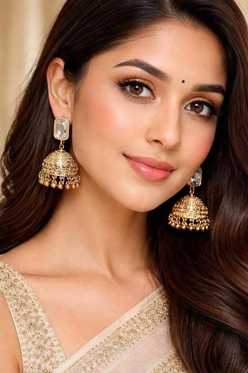 Elegant Gold Plated Jhumka Earrings with Crystal Stud