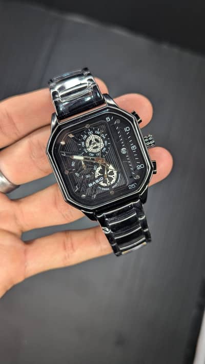 Black Stainless Steel Watch | All Chrono Working | Premium Look