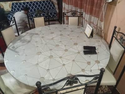 six chair dining table sale urgent basis